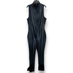 Fashion Nova Liquid Leather Look Black One Piece Jumpsuit Catsuit Plus Size 1X